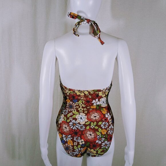 Adore Me Floral One Piece Halter Swimsuit Size Medium - Picture 2 of 4